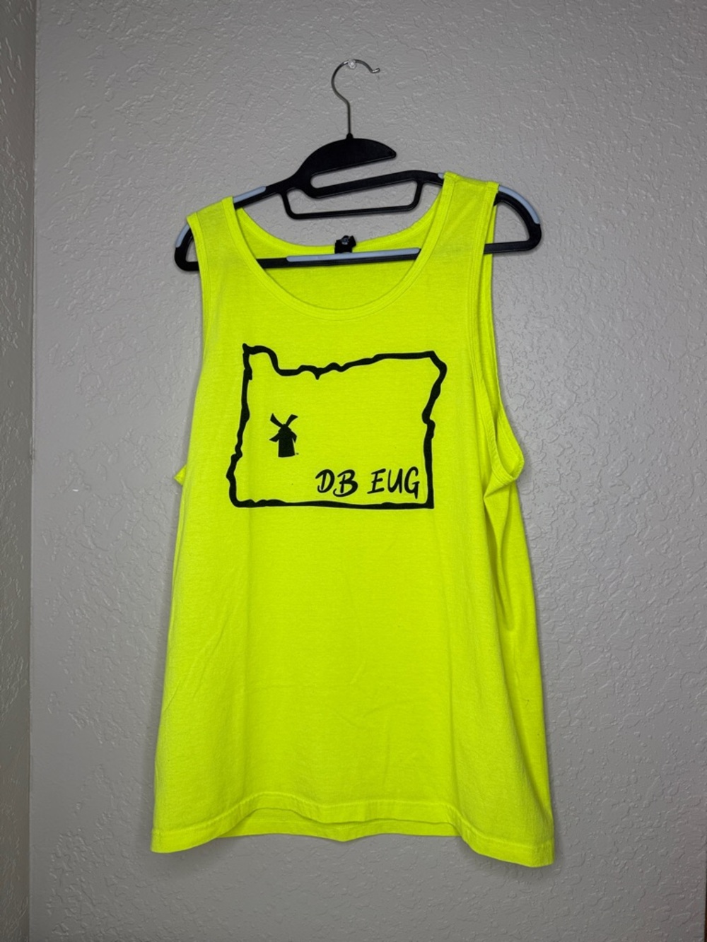 vintage Neon Yellow Eugene Oregon Dutch bros Graphic Tank Top with State Outline